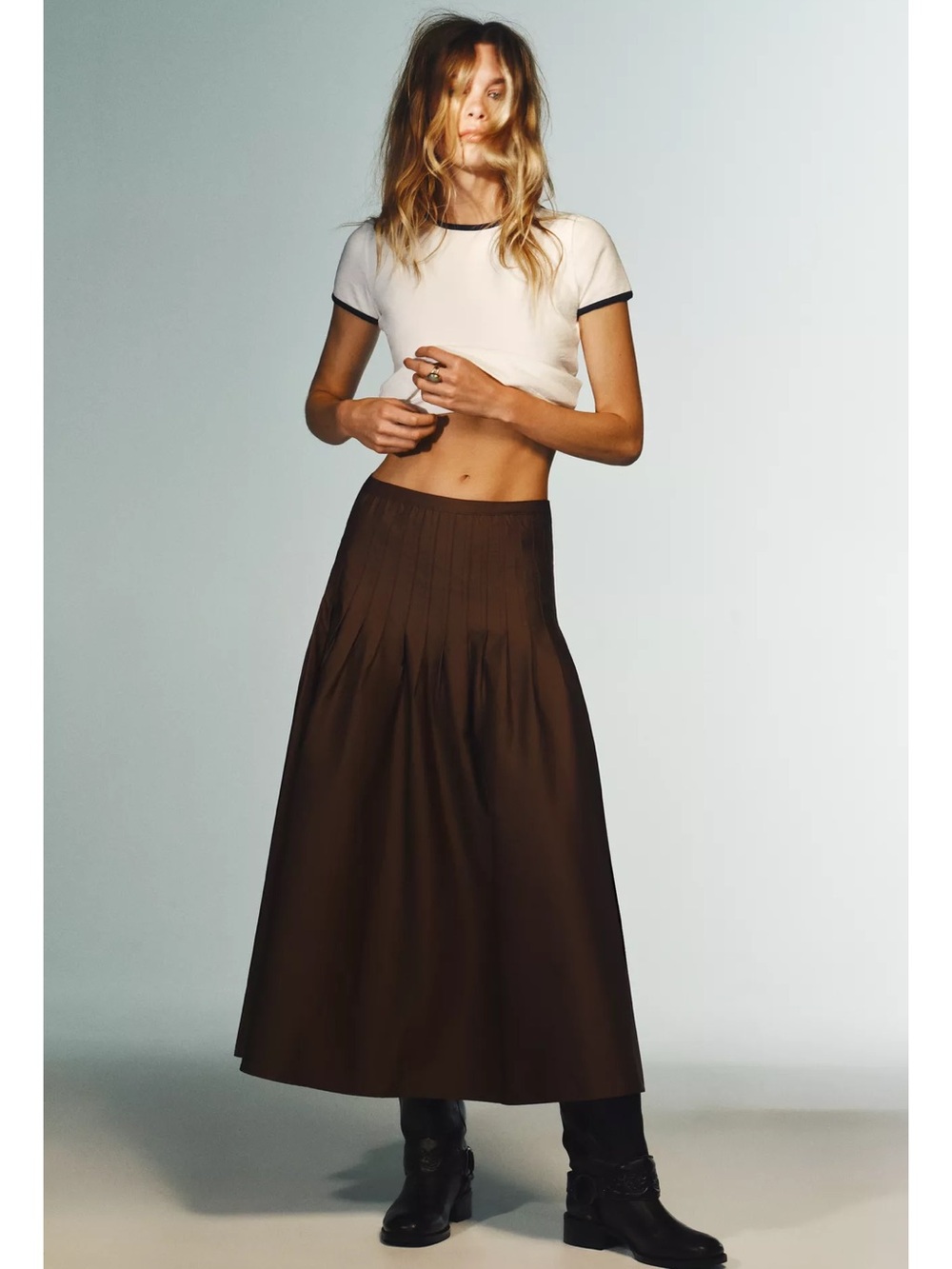 Zara Pleated Midi Skirt